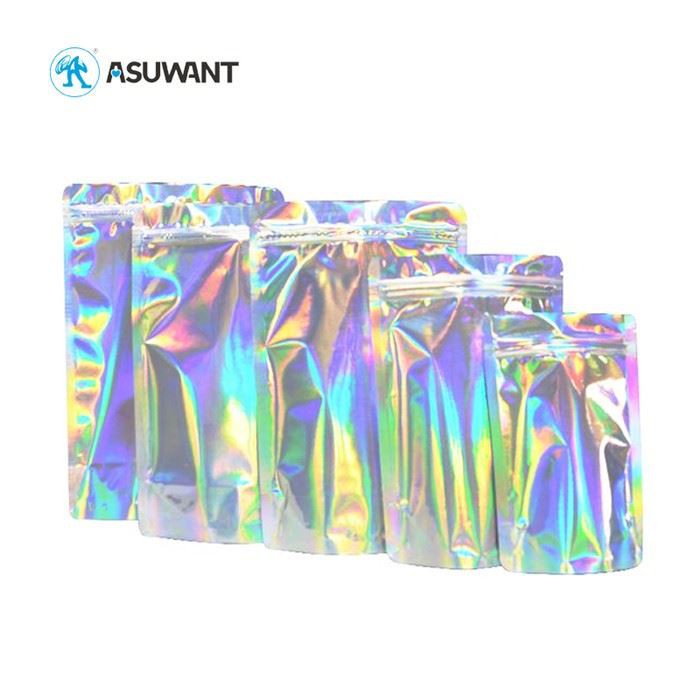 Bolsas de embalaje holográficas holográficas personalizadas a prueba de aluminio de aluminio