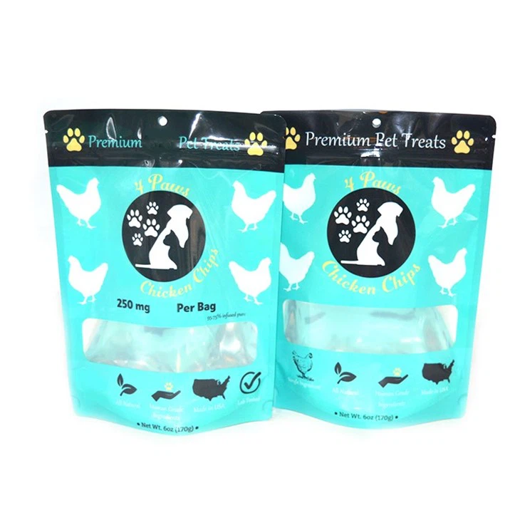 Logotipo personalizado impreso para mascotas sellable traje perrito comida comida de pie cremallera