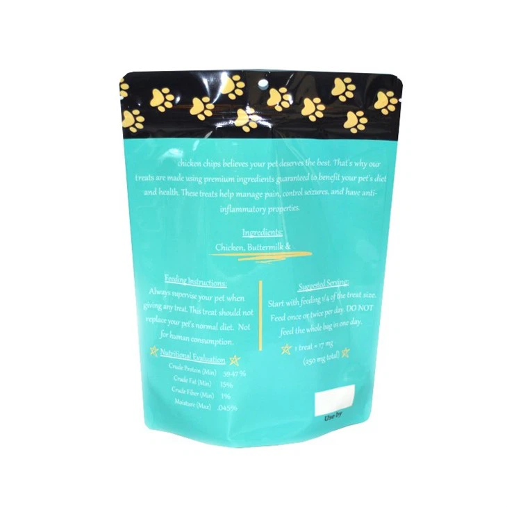 Custom Logo Printed Resealable Pet Treat Doggy Bag Food Stand Up Zipper Pouch