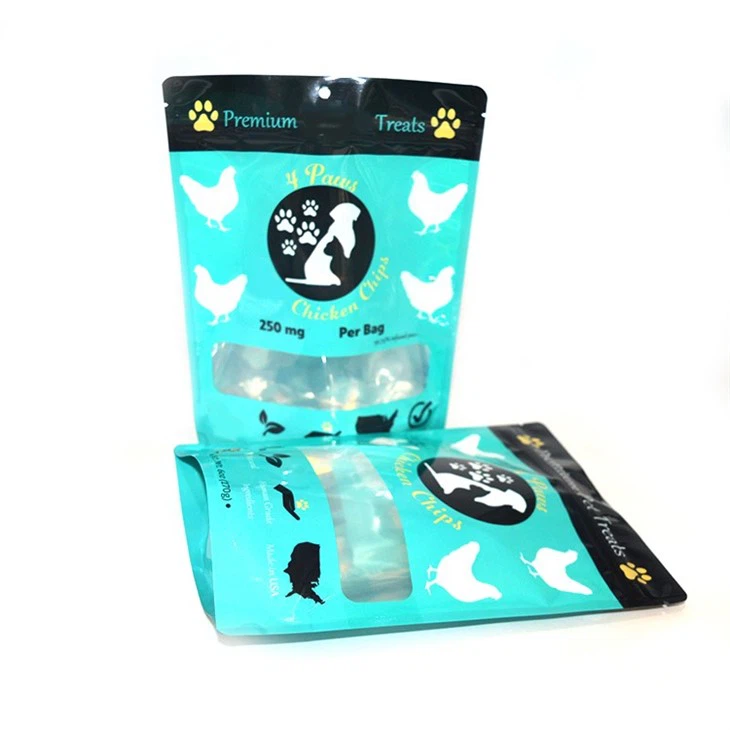 Custom Logo Printed Resealable Pet Treat Doggy Bag Food Stand Up Zipper Pouch