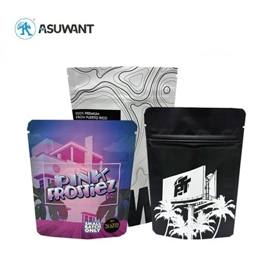 3.5G 7G 14G bolsas mylar personalizadas de pie de plástico bolsas de bolsa de flores de galleta de plástico