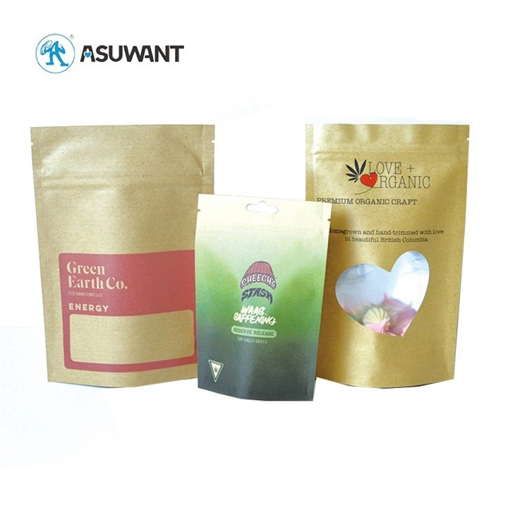 Brown Kraft Paper Zipper Bag With Window high quality