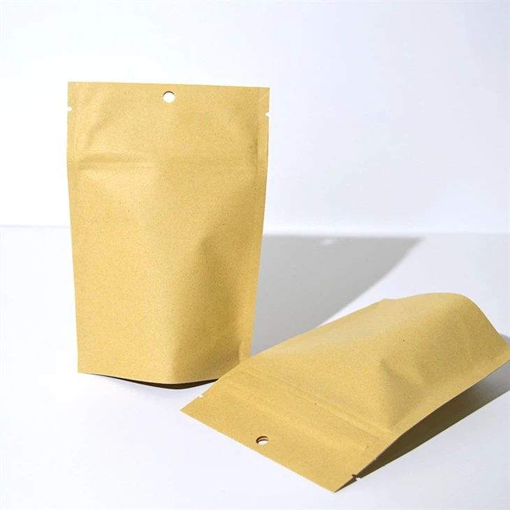Eco Compostable Bags Biodegradable PLA Packing Ziplock Craft Kraft Paper Food Dried Fruits Custom Stand Up Pouch Packaging Bag