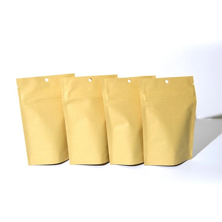 Eco Compostable Bags Biodegradable PLA Packing Ziplock Craft Kraft Paper Food Dried Fruits Custom Stand Up Pouch Packaging Bag