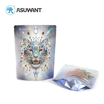 Bolsas de embalaje de plástico flexibles personalizadas, servicio de impresión digital BRC, punto brillante, efecto UV elevado en relieve 3D UV