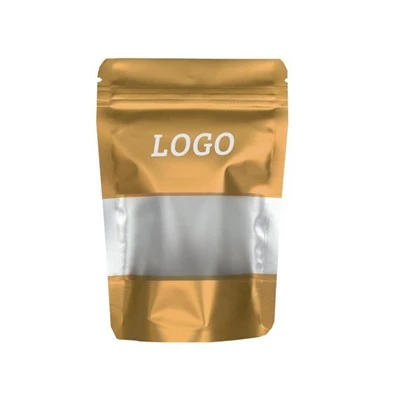 Bolsa de aluminio de pie Golden Snack con ventana transparente